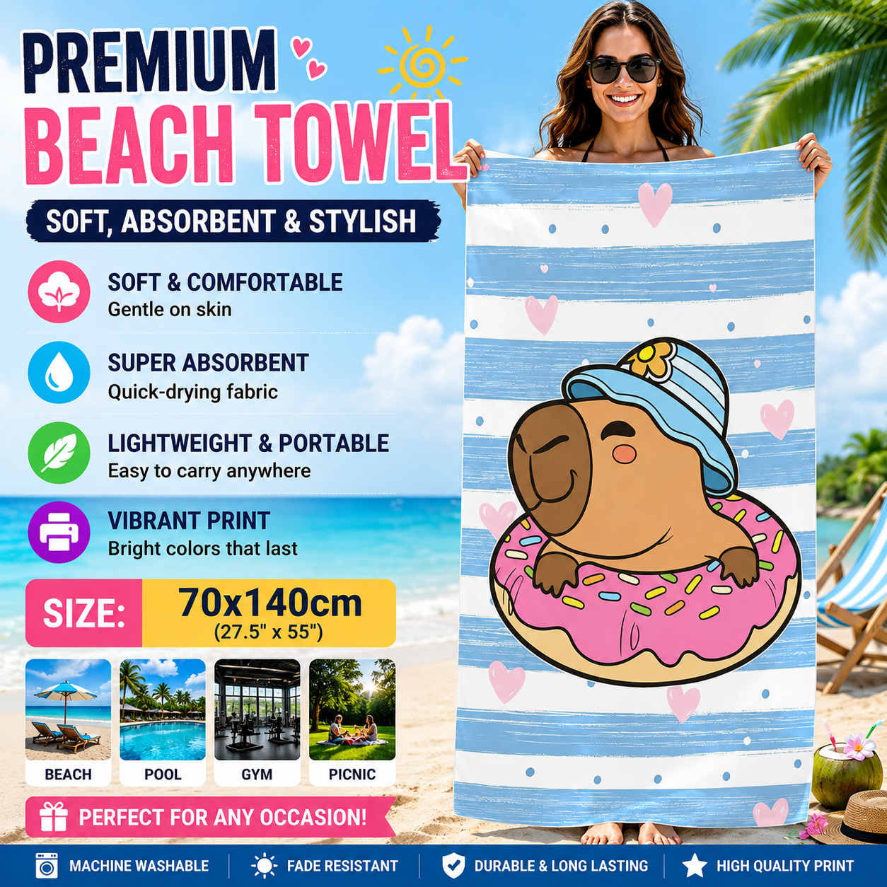 Capybara Cartoon Beach Towel Q – Towel Small Sport Bewertung und Preis